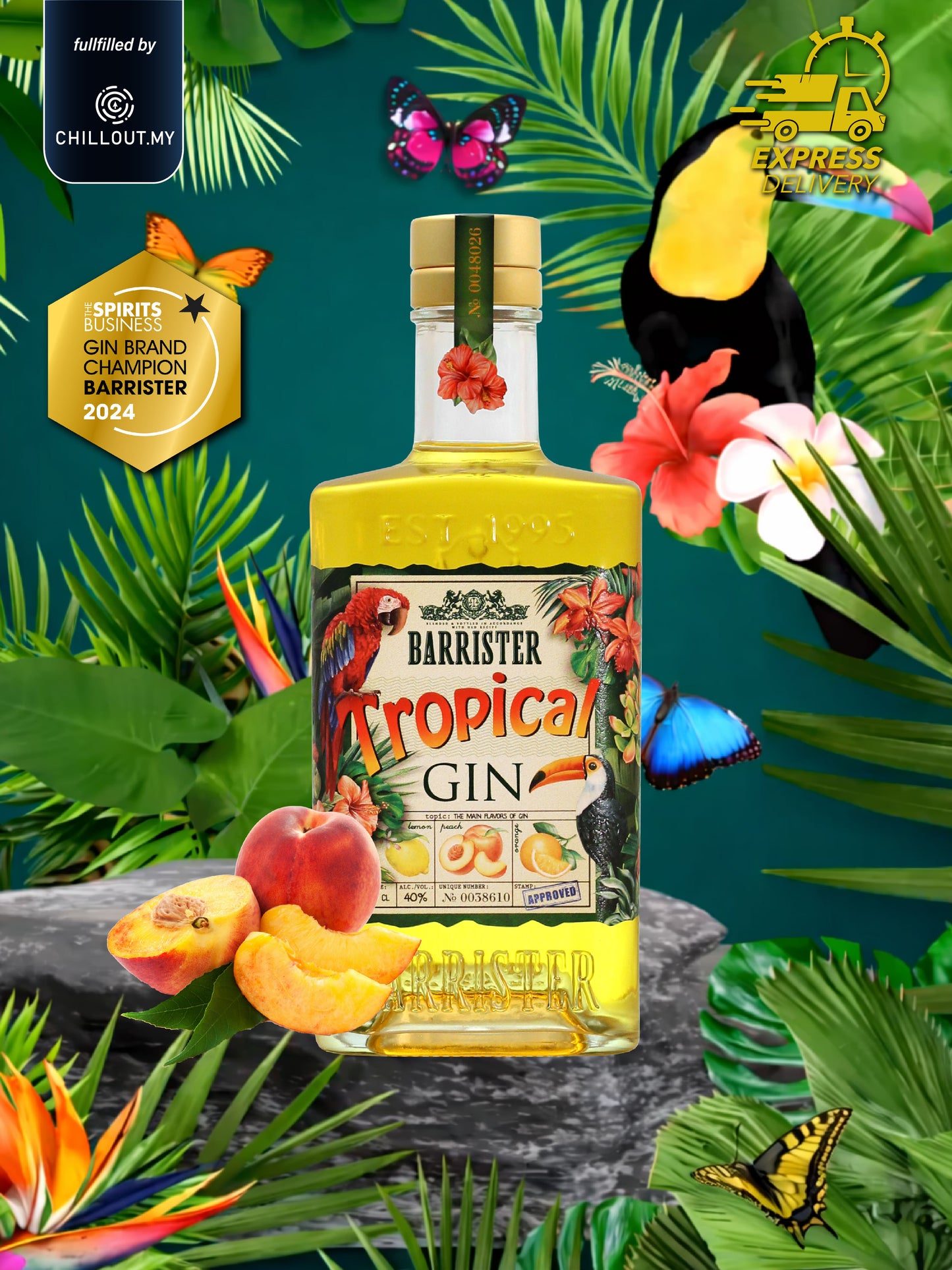BARRISTER TROPICAL GIN 70CL