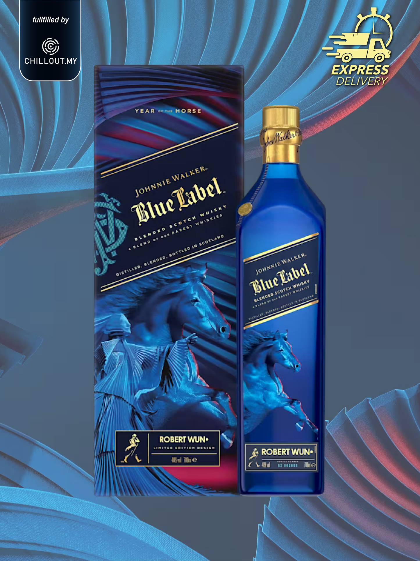 JOHNNIE WALKER BLUE LABEL YEAR OF HORSE 75CL
