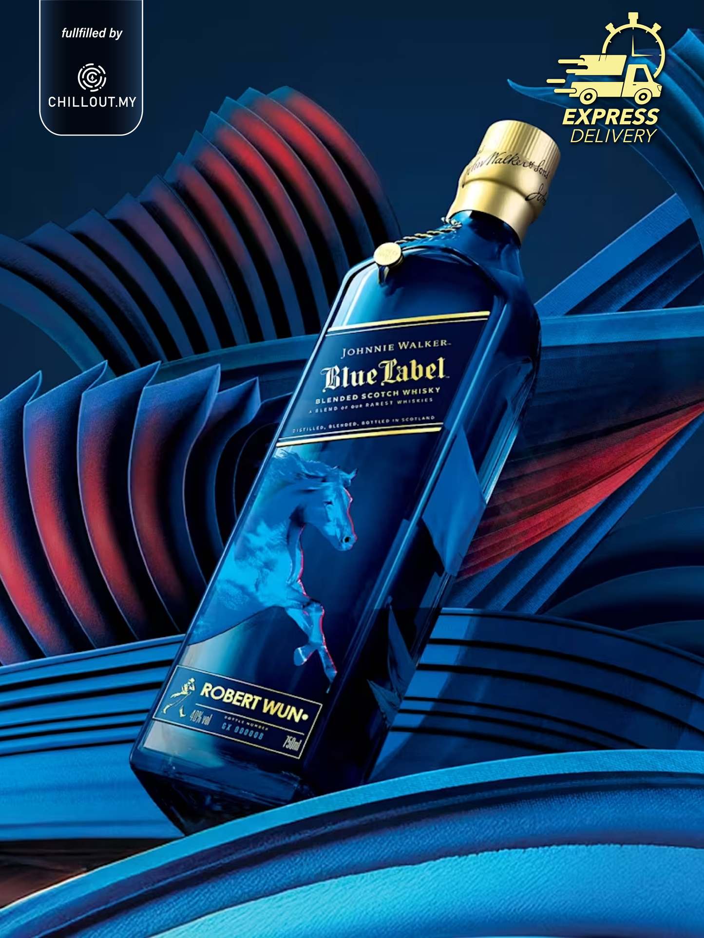 JOHNNIE WALKER BLUE LABEL YEAR OF HORSE 75CL
