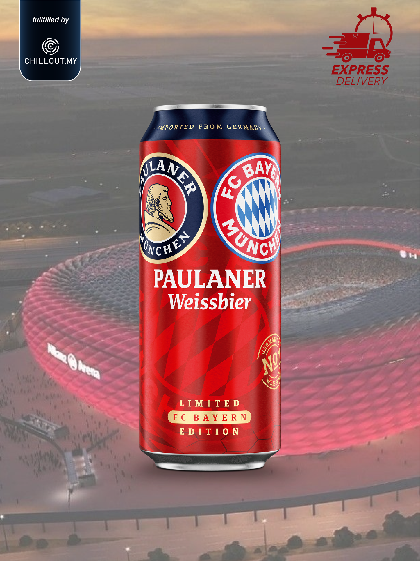 Paulaner x Bayern Munich Hell Lager Beer 24 x 500ml official German lager case