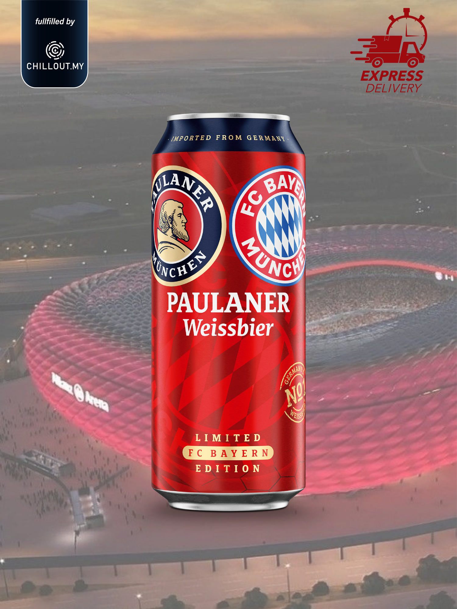 Paulaner x Bayern Munich Hell Lager Beer 24 x 500ml official German lager case